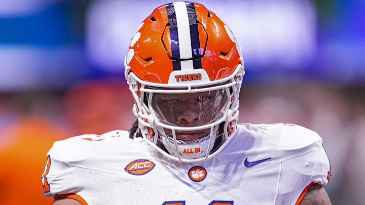 Aug 31, 2024; Atlanta, Georgia, USA; Clemson Tigers defensive lineman Peter Woods (11) shown on the field pregame prior to the game against the Georgia Bulldogs at Mercedes-Benz Stadium. Mandatory Credit: Dale Zanine-Imagn Images Aug 31, 2024; Atlanta, Georgia, USA; Clemson Tigers defensive lineman Peter Woods (11) shown on the field pregame prior to the game against the Georgia Bulldogs at Mercedes-Benz Stadium. Mandatory Credit: Dale Zanine-Imagn Images
