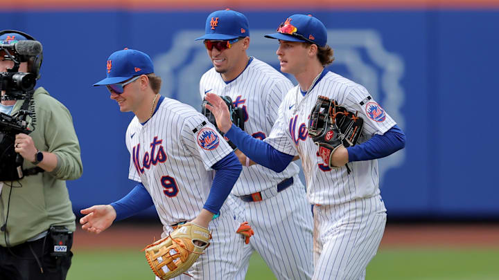 Mets center fielder A.J. Ewing, left, has sparked the Mets since making his MLB debut at age 20 on Tuesday.