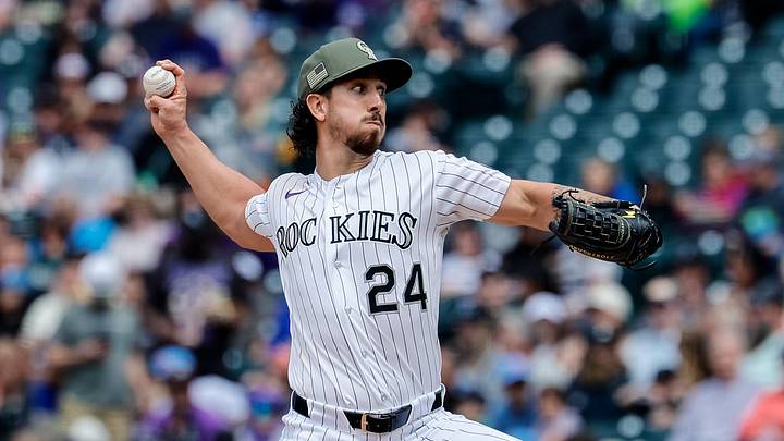 Colorado Rockies starting pitcher Michael Lorenzen (24) pitches. 