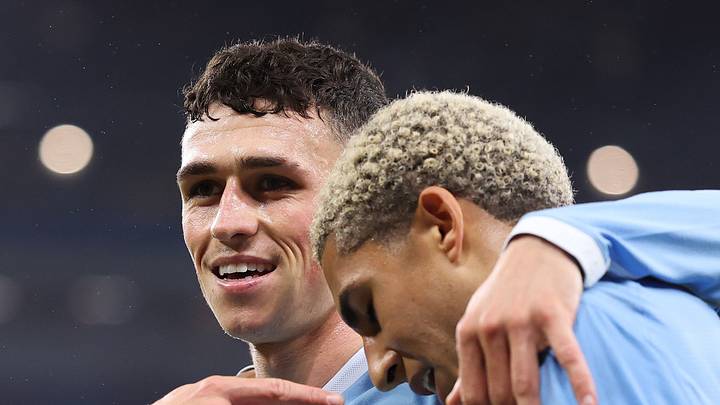 Phil Foden celebrates for Manchester City v AEK Athens Phil Foden celebrates for Manchester City v AEK Athens