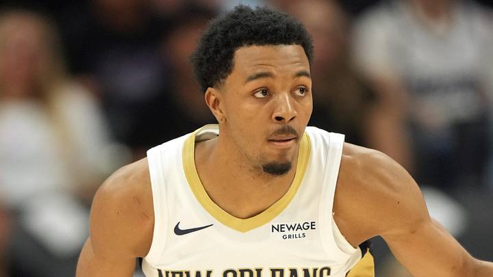 Apr 3, 2026; Sacramento, California, USA; New Orleans Pelicans forward Trey Murphy III (25) during the second quarter against the Sacramento Kings at Golden 1 Center. Mandatory Credit: Darren Yamashita-Imagn Images
