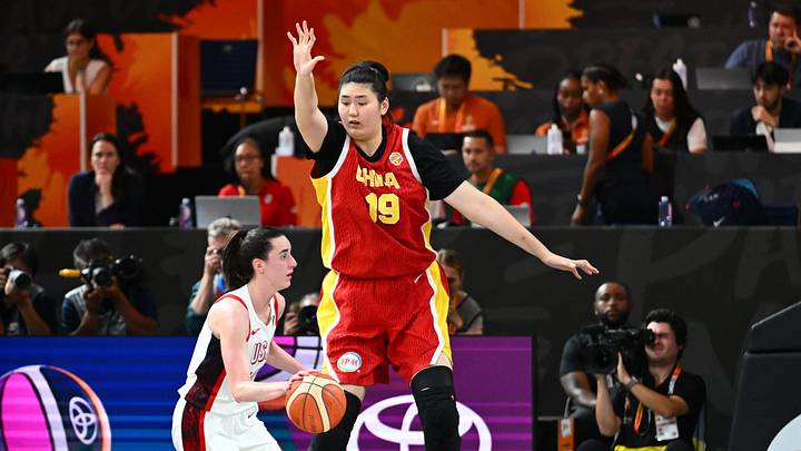 Clark Caitlin guard of United States of America, Zhang Ziyu center of China during the FIBA Womens Basketball World Cup. Clark Caitlin guard of United States of America, Zhang Ziyu center of China during the FIBA Womens Basketball World Cup.