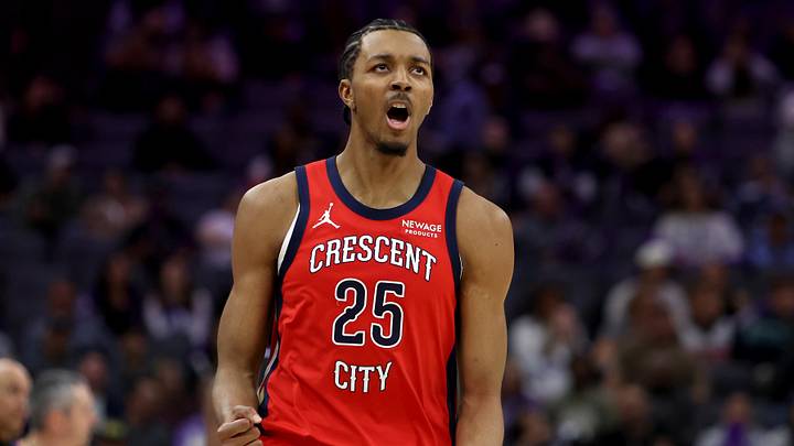 Mar 5, 2026; Sacramento, California, USA; New Orleans Pelicans forward Trey Murphy III (25) reacts after making a three point basket against the Sacramento Kings during the fourth quarter at Golden 1 Center. Mandatory Credit: Dennis Lee-Imagn Images Mar 5, 2026; Sacramento, California, USA; New Orleans Pelicans forward Trey Murphy III (25) reacts after making a three point basket against the Sacramento Kings during the fourth quarter at Golden 1 Center. Mandatory Credit: Dennis Lee-Imagn Images