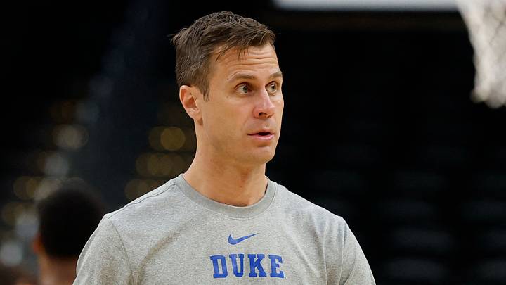 Mar 26, 2026; Washington, DC, USA; Duke Blue Devils head coach Jon Scheyer stands on the court during a practice session ahead of the east regional of the men's 2026 NCAA Tournament at Capital One Arena. Mandatory Credit: Geoff Burke-Imagn Images Mar 26, 2026; Washington, DC, USA; Duke Blue Devils head coach Jon Scheyer stands on the court during a practice session ahead of the east regional of the men's 2026 NCAA Tournament at Capital One Arena. Mandatory Credit: Geoff Burke-Imagn Images