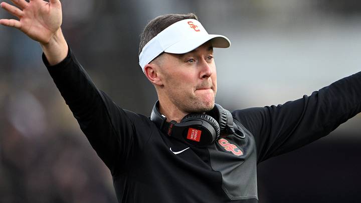 Sep 13, 2025; West Lafayette, Indiana, USA; Southern California Trojans head coach Lincoln Riley reacts during the first quarter against the Purdue Boilermakers at Ross-Ade Stadium. 