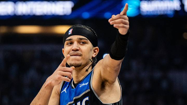 May 1, 2026; Orlando, Florida, USA; Orlando Magic guard Anthony Black (0) celebrates after a three against the Detroit Pistons in the third quarter during game six of the first round of the 2026 NBA Playoffs at Kia Center. Mandatory Credit: Jeremy Reper-Imagn Images May 1, 2026; Orlando, Florida, USA; Orlando Magic guard Anthony Black (0) celebrates after a three against the Detroit Pistons in the third quarter during game six of the first round of the 2026 NBA Playoffs at Kia Center. Mandatory Credit: Jeremy Reper-Imagn Images
