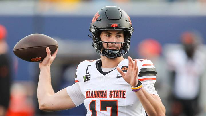 Sep 26, 2026; Morgantown, West Virginia, USA; Oklahoma State Cowboys quarterback Drew Mestemaker (17) warms up prior to their game West Virginia Mountaineers at Milan Puskar Stadium. Mandatory Credit: Ben Queen-Imagn Images Sep 26, 2026; Morgantown, West Virginia, USA; Oklahoma State Cowboys quarterback Drew Mestemaker (17) warms up prior to their game West Virginia Mountaineers at Milan Puskar Stadium. Mandatory Credit: Ben Queen-Imagn Images