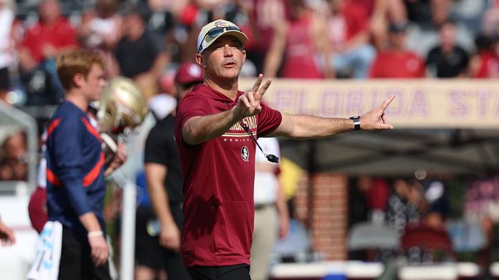 Sep 19, 2026; Tuscaloosa, Alabama, USA; Florida State Seminoles head coach Mike Norvell looks on before the game against the Alabama Crimson Tide at Saban Field at Bryant-Denny Stadium. Mandatory Credit: David Leong-Imagn Images Sep 19, 2026; Tuscaloosa, Alabama, USA; Florida State Seminoles head coach Mike Norvell looks on before the game against the Alabama Crimson Tide at Saban Field at Bryant-Denny Stadium. Mandatory Credit: David Leong-Imagn Images