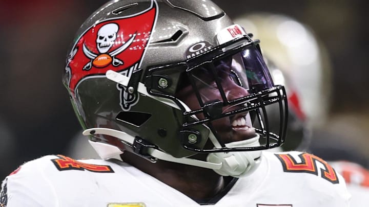 Tampa Bay Buccaneers legend Lavonte David just dropped a major hint about his future with the team. (Mandatory Credit: Stephen Lew-Imagn Images)