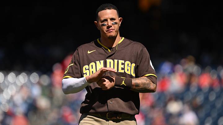 May 31, 2026; Washington, District of Columbia, USA;  San Diego Padres third baseman Manny Machado (13) walks back to the dugout against the Washington Nationals during the eighth inning at Nationals Park. Mandatory Credit: Rafael Suanes-Imagn Images