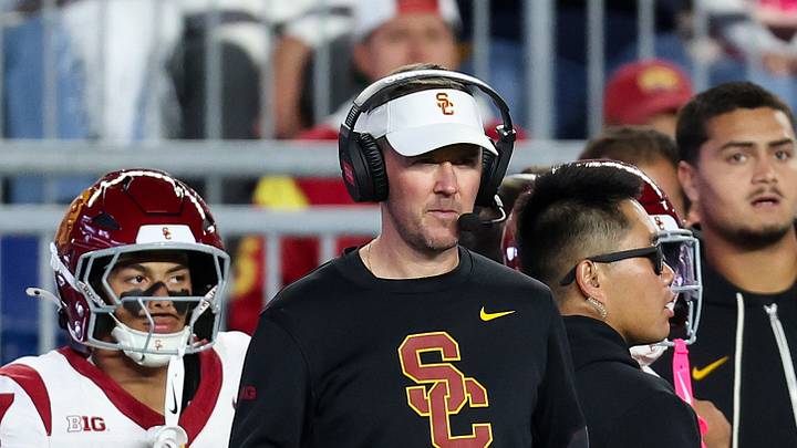 Oct 10, 2026; University Park, Pennsylvania, USA; Southern California Trojans head coach Lincoln Riley looks on from the sideline during the first quarter against the Penn State Nittany Lions at West Shore Home Field at Beaver Stadium. Oct 10, 2026; University Park, Pennsylvania, USA; Southern California Trojans head coach Lincoln Riley looks on from the sideline during the first quarter against the Penn State Nittany Lions at West Shore Home Field at Beaver Stadium.