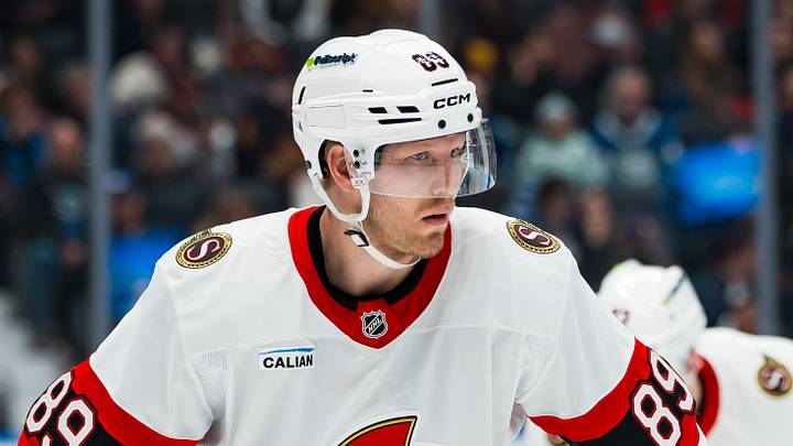 Mar 9, 2026; Vancouver, British Columbia, CAN; Ottawa Senators forward Lars Eller (89) during a stop in play against the Vancouver Canucks in the second period at Rogers Arena. Mandatory Credit: Bob Frid-Imagn Images