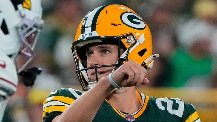 Green Bay Packers place kicker Trey Smack (28) watches as his field-goal attempt is good against the Arizona Cardinals. Green Bay Packers place kicker Trey Smack (28) watches as his field-goal attempt is good against the Arizona Cardinals.