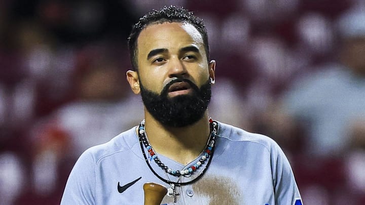 Former Miami Marlins outfielder Derek Hill (3) against the Cincinnati Reds at Great American Ball Park. 