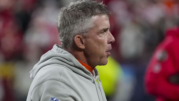 Dec 25, 2025; Kansas City, Missouri, USA; Denver Broncos head coach Sean Payton before the game at GEHA Field at Arrowhead Stadium. Mandatory Credit: Denny Medley-Imagn Images