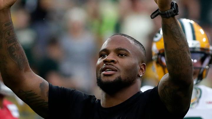 Green Bay Packers defensive lineman Micah Parsons hype up the crowd at Green Bay Packers Family Night on Aug. 7, 2026, at Lambeau Field in Green Bay, Wis.