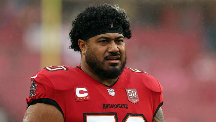 Jan 3, 2026; Tampa, Florida, USA; Tampa Bay Buccaneers defensive tackle Vita Vea (50) warms up before the game against the Carolina Panthers at Raymond James Stadium. Mandatory Credit: Nathan Ray Seebeck-Imagn Images