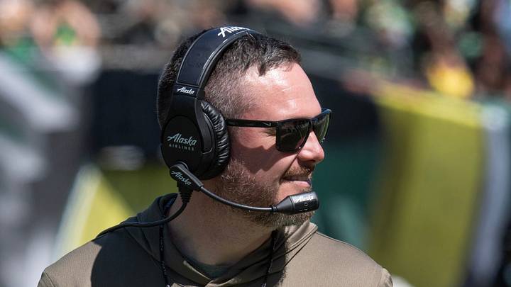 Oregon coach Dan Lanning oversees the Oregon Spring Game at Autzen Stadium in Eugene April 25, 2026 Oregon coach Dan Lanning oversees the Oregon Spring Game at Autzen Stadium in Eugene April 25, 2026
