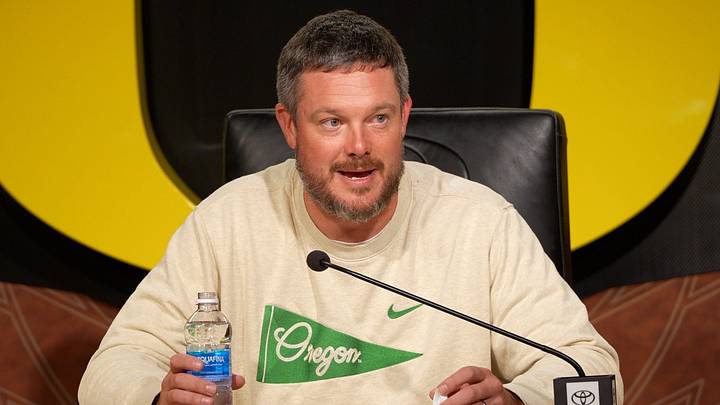 Oregon coach Dan Lanning speaks during a press availability on Aug. 31, 2026, at the Hatfield-Dowlin Complex in Eugene, Oregon. Oregon coach Dan Lanning speaks during a press availability on Aug. 31, 2026, at the Hatfield-Dowlin Complex in Eugene, Oregon.