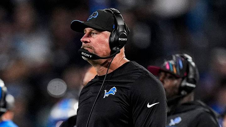 Detroit Lions head coach Dan Campbell watches a play against Carolina Panthers during the second half at Bank of America Stadium in Charlotte on Sunday, Oct. 4, 2026.