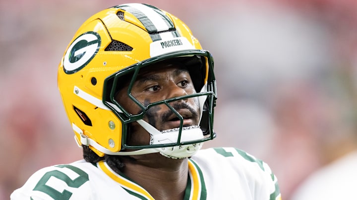 Oct 19, 2025; Glendale, Arizona, USA; Green Bay Packers quarterback Malik Willis (2) against the Arizona Cardinals at State Farm Stadium. Oct 19, 2025; Glendale, Arizona, USA; Green Bay Packers quarterback Malik Willis (2) against the Arizona Cardinals at State Farm Stadium.