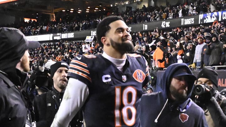 Bears quarterback Caleb Williams was pumped after the team came back to beat the Packers in the wild-card round. Bears quarterback Caleb Williams was pumped after the team came back to beat the Packers in the wild-card round.