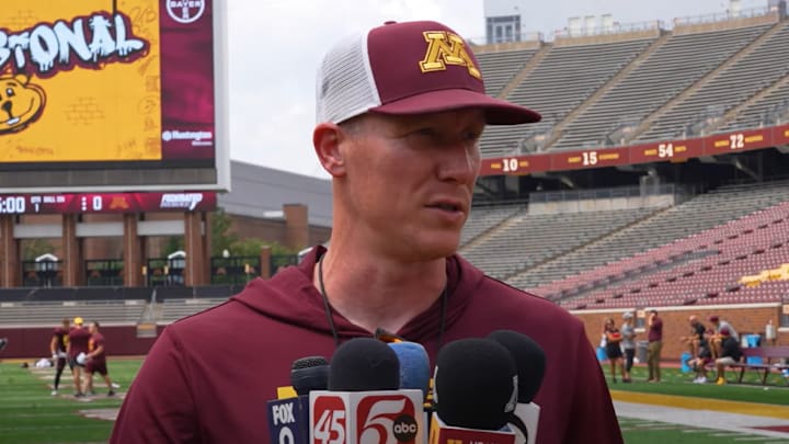 Gophers offensive coordinator Greg Harbaugh Jr.