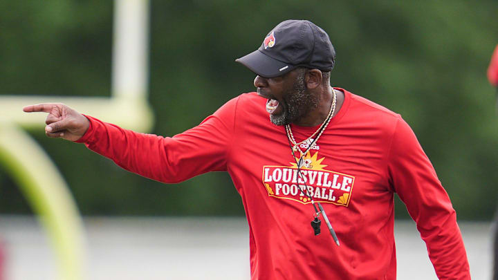 Louisville Cardinals Ron English, co-Defensive Coordinator/Secondary, during a recent practice on August 4, 2025 before the start of the 2025 football season. Louisville Cardinals Ron English, co-Defensive Coordinator/Secondary, during a recent practice on August 4, 2025 before the start of the 2025 football season.