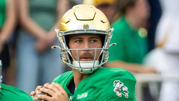 Oct 10, 2026; South Bend, Indiana, USA; Notre Dame Fighting Irish quarterback CJ Carr (13) looks to throw a pass against the Stanford Cardinal during the first half at Notre Dame Stadium. Mandatory Credit: Michael Caterina-Imagn Images Oct 10, 2026; South Bend, Indiana, USA; Notre Dame Fighting Irish quarterback CJ Carr (13) looks to throw a pass against the Stanford Cardinal during the first half at Notre Dame Stadium. Mandatory Credit: Michael Caterina-Imagn Images