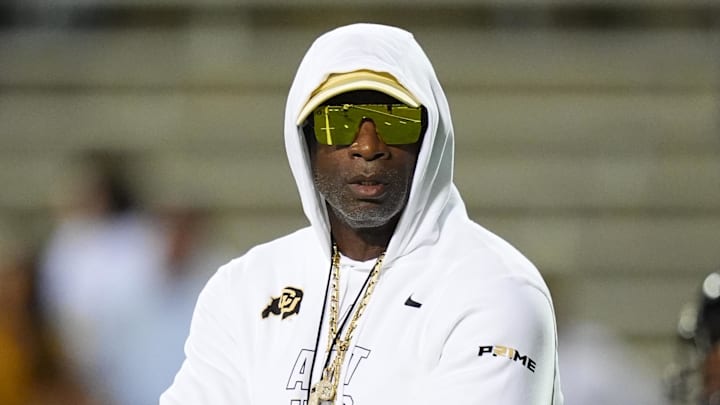 Sep 20, 2025; Boulder, Colorado, USA; Colorado Buffaloes head coach Deion Sanders before the game against the Wyoming Cowboys at Folsom Field.