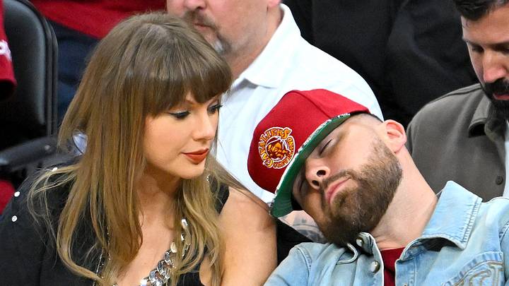 Taylor Swift and Travis Kelce at an NBA game