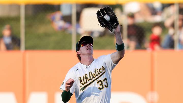 Jun 18, 2026; West Sacramento, California, USA; Athletics center fielder Henry Bolte (33) catches a fly ball during the third inning against the Los Angeles Angels at Sutter Health Park. Mandatory Credit: Sergio Estrada-Imagn Images Jun 18, 2026; West Sacramento, California, USA; Athletics center fielder Henry Bolte (33) catches a fly ball during the third inning against the Los Angeles Angels at Sutter Health Park. Mandatory Credit: Sergio Estrada-Imagn Images