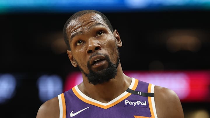 Phoenix Suns forward Kevin Durant against the Atlanta Hawks. Phoenix Suns forward Kevin Durant against the Atlanta Hawks.