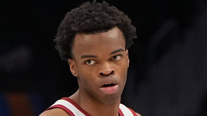 Mar 10, 2026; Charlotte, NC, USA; Stanford Cardinal guard Ebuka Okorie (1) with the ball in the second half at Spectrum Center. Mandatory Credit: Bob Donnan-Imagn Images