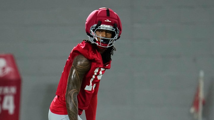 Ohio State Buckeyes wide receiver Chris Henry Jr. (15) lines up during the first day of spring workouts for the 2026 football season at Woody Hayes Athletic Complex in Columbus on March 10, 2026. Ohio State Buckeyes wide receiver Chris Henry Jr. (15) lines up during the first day of spring workouts for the 2026 football season at Woody Hayes Athletic Complex in Columbus on March 10, 2026.