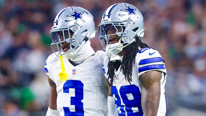 Dallas Cowboys wide receiver George Pickens (3) and Dallas Cowboys wide receiver CeeDee Lamb (88)
