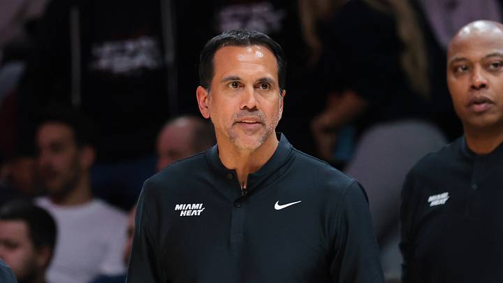 Oct 21, 2026; Miami, Florida, USA; Miami Heat head coach Erik Spoelstra reacts against the Minnesota Timberwolves during the second quarter at Kaseya Center. Mandatory Credit: Sam Navarro-Imagn Images Oct 21, 2026; Miami, Florida, USA; Miami Heat head coach Erik Spoelstra reacts against the Minnesota Timberwolves during the second quarter at Kaseya Center. Mandatory Credit: Sam Navarro-Imagn Images