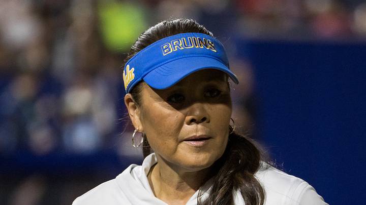 May 29, 2026; Oklahoma City, OK, USA; UCLA Bruins head coach Kelly Inouye-Perez heads back to the dugout during the fifth inning against the Arkansas Razorbacks during the NCAA Women’s College World Series at Devon Park. Mandatory Credit: Brett Rojo-Imagn Images May 29, 2026; Oklahoma City, OK, USA; UCLA Bruins head coach Kelly Inouye-Perez heads back to the dugout during the fifth inning against the Arkansas Razorbacks during the NCAA Women’s College World Series at Devon Park. Mandatory Credit: Brett Rojo-Imagn Images