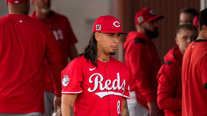 Cincinnati Reds pitcher Jose Acuna (83) walks between stations at the Cincinnati Reds Player Development Complex in Goodyear, Ariz., on  Wednesday, Feb. 12, 2025. Mandatory Credit: Sam Greene/USA TODAY NETWORK via Imagn Images