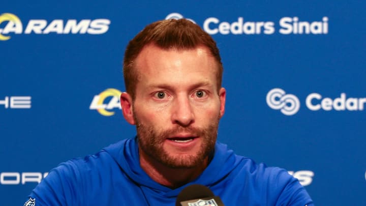 Los Angeles Rams head coach Sean McVay speaks in a press conference