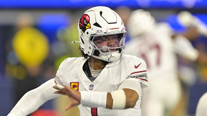 Dec 28, 2024; Inglewood, California, USA; Arizona Cardinals quarterback Kyler Murray (1) scrambles for a first down in the second half against the Los Angeles Rams at SoFi Stadium. Mandatory Credit: Jayne Kamin-Oncea-Imagn Images Dec 28, 2024; Inglewood, California, USA; Arizona Cardinals quarterback Kyler Murray (1) scrambles for a first down in the second half against the Los Angeles Rams at SoFi Stadium. Mandatory Credit: Jayne Kamin-Oncea-Imagn Images