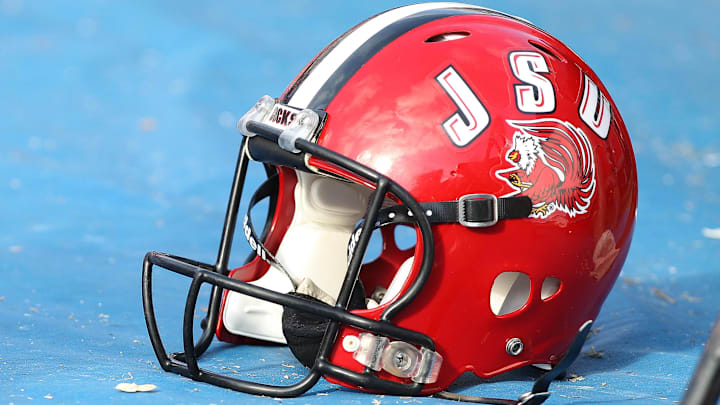 November 17, 2012; Gainesville FL, USA; Jacksonville State Gamecocks helmet during the second half against the Florida Gators at Ben Hill Griffin Stadium. Florida Gators defeated the Jacksonville State Gamecocks 23-0.