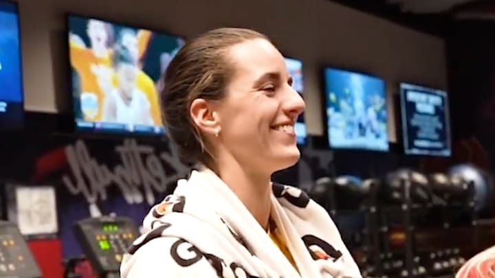 Indiana Fever guard Caitlin Clark reacts to the staff singing her "Happy Birthday."