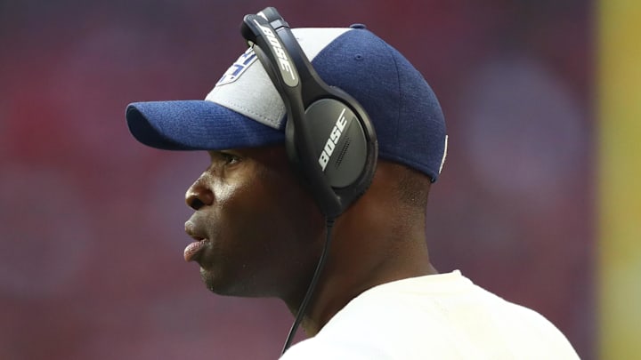 Carolina Panthers defensive coordinator Ejiro Evero