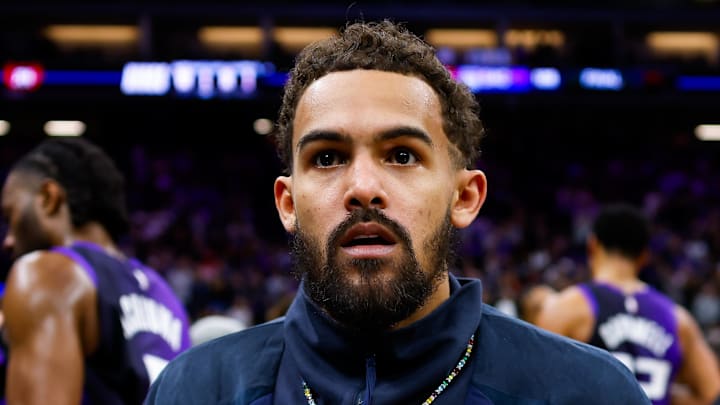 Jan 16, 2026; Sacramento, California, USA; Washington Wizards guard Trae Young (3) walks off the court after the game against the Sacramento Kings at Golden 1 Center. Mandatory Credit: Sergio Estrada-Imagn Images