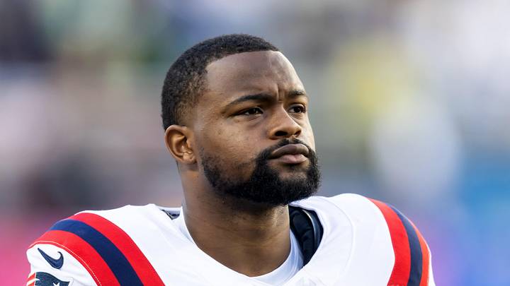 New England Patriots wide receiver Kayshon Boutte looks on New England Patriots wide receiver Kayshon Boutte looks on