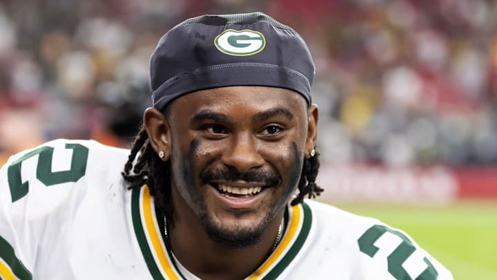 Oct 19, 2025; Glendale, Arizona, USA; Green Bay Packers quarterback Malik Willis (2) against the Arizona Cardinals at State Farm Stadium. Mandatory Credit: Mark J. Rebilas-Imagn Images