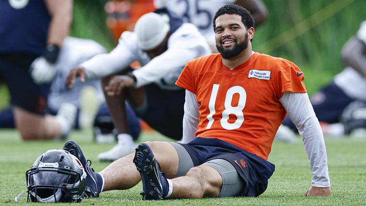 Jun 11, 2026; Lake Forest, IL, USA; Chicago Bears quarterback Caleb Williams (18) smiles during Minicamp at Halas Hall. Mandatory Credit: Kamil Krzaczynski-Imagn Images Jun 11, 2026; Lake Forest, IL, USA; Chicago Bears quarterback Caleb Williams (18) smiles during Minicamp at Halas Hall. Mandatory Credit: Kamil Krzaczynski-Imagn Images