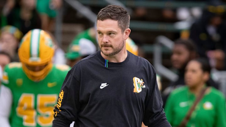 Oregon head coach Dan Lanning takes the field as the No. 9 Oregon Ducks host Washington State Saturday, Oct. 21, 2023, at Autzen Stadium in Eugene, Ore.
