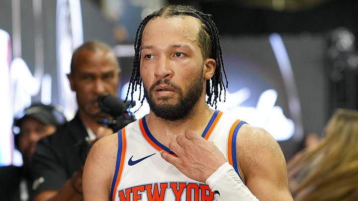 Jun 3, 2026; San Antonio, Texas, USA; New York Knicks guard Jalen Brunson (11) comes off the court after game one of the 2026 NBA Finals at Frost Bank Center. Mandatory Credit: Daniel Dunn-Imagn Images